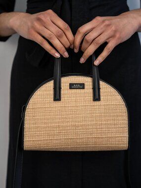 NWT A.P.C HALF-MOON RAFFIA LEATHER SHOULDER BAG